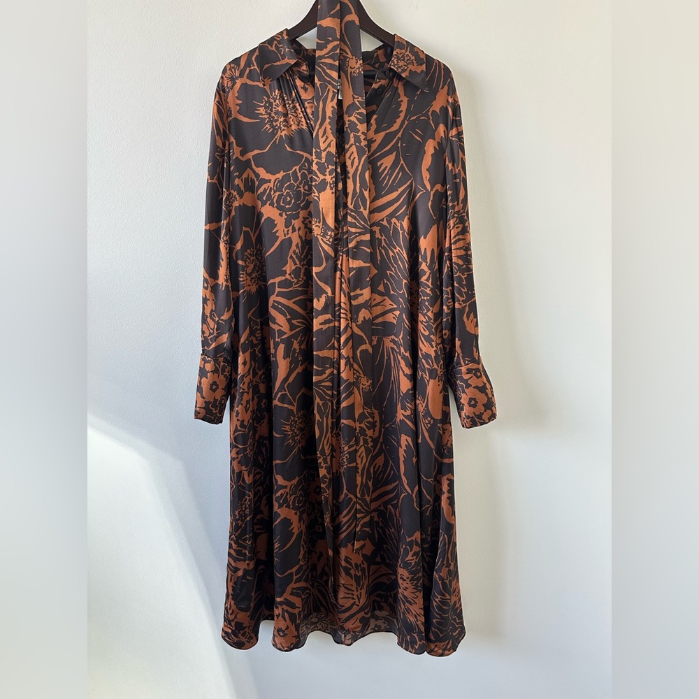 COS Black and Brown Printed Midi Shirt Dress - Picture 3 of 6